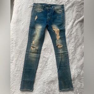 Blue Denim Ripped Jeans